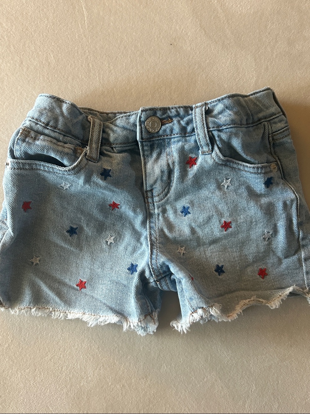 Cat & Jack Light Blue Denim Shorts with Red, White & Blue Star Embroidery